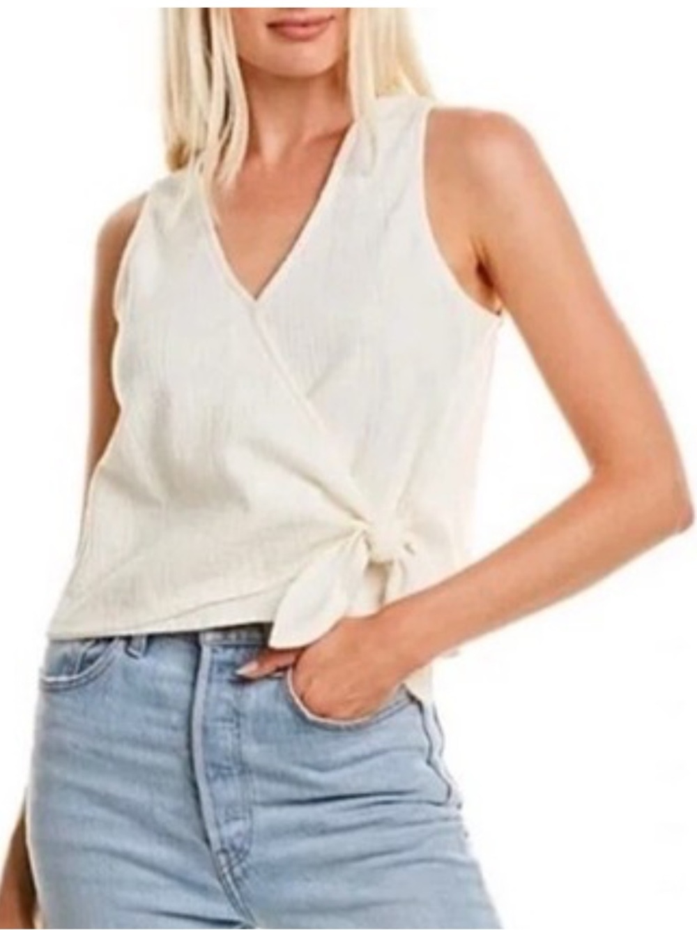 Madewell Cream Wrap Tie Tank Top XL